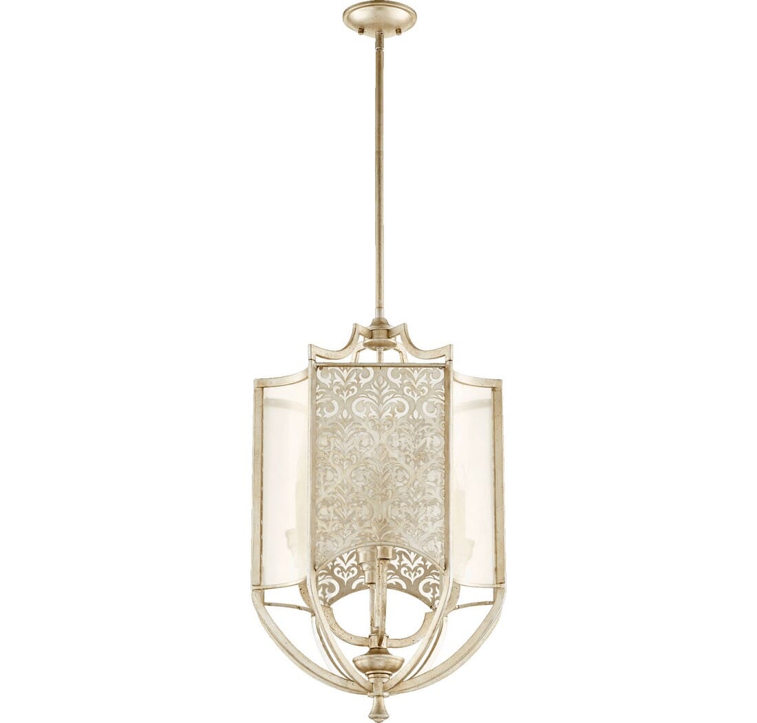 Quorum Bastille 4-Light 18" Foyer Light in Aged Silver Leaf