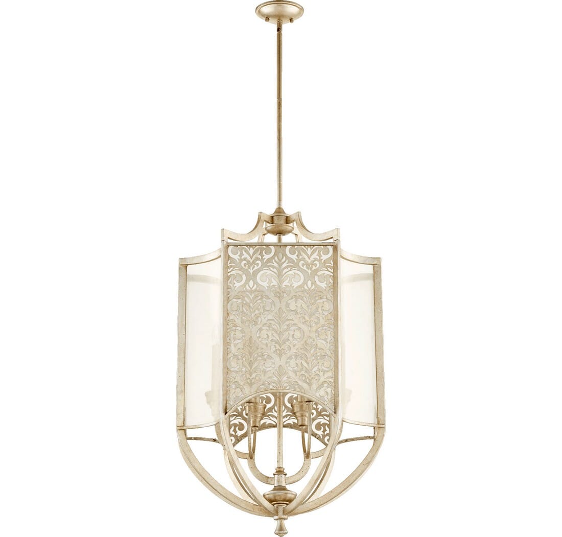 Quorum Bastille 6-Light 22" Foyer Light in Aged Silver Leaf