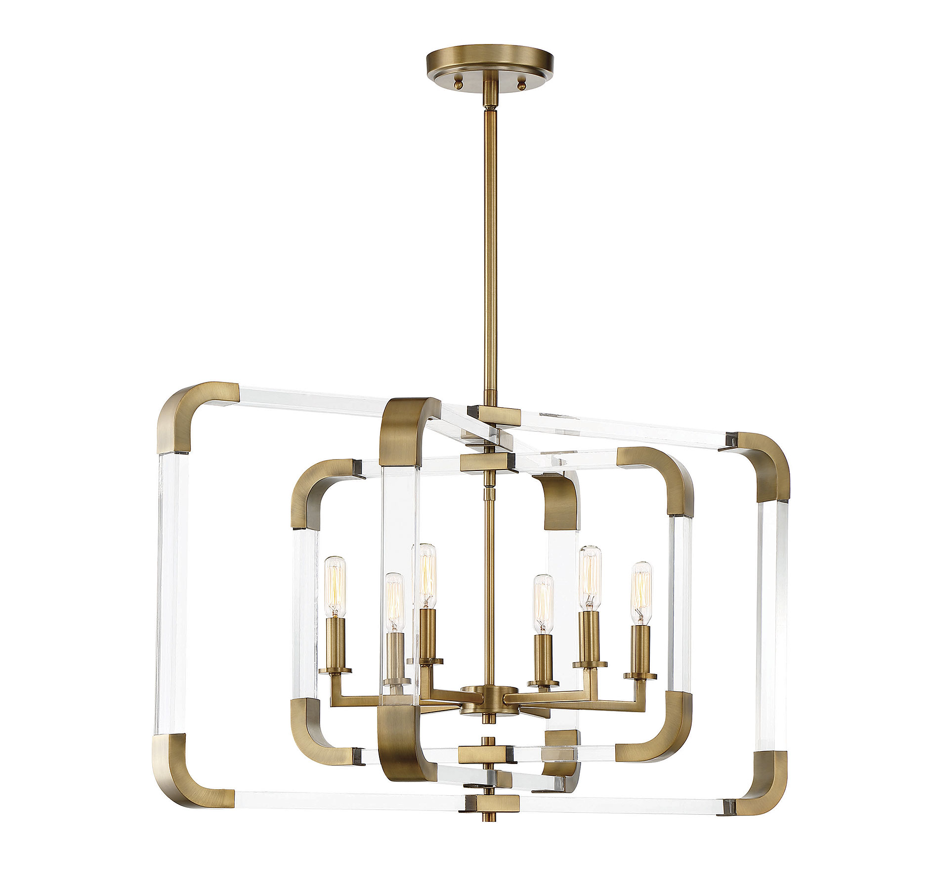 Savoy House Rotterdam by Brian Thomas Acrylic Pendant Light in Warm Brass