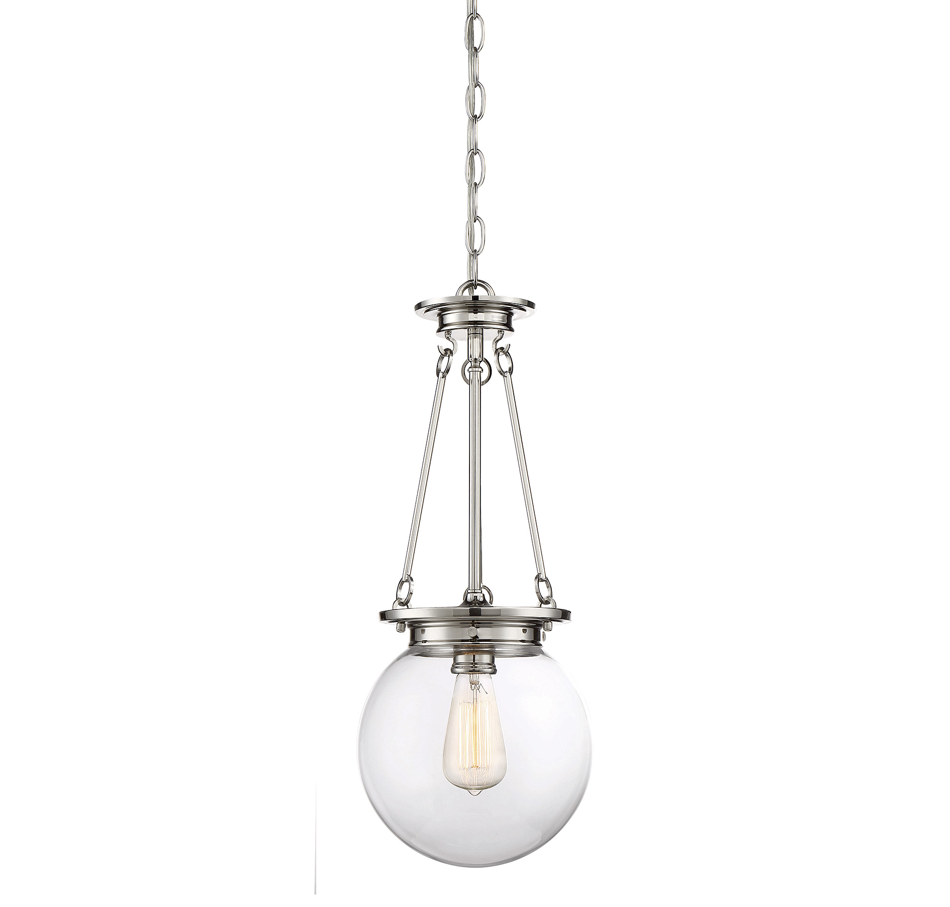 Savoy House Glass Orb Pendant in Polished Nickel