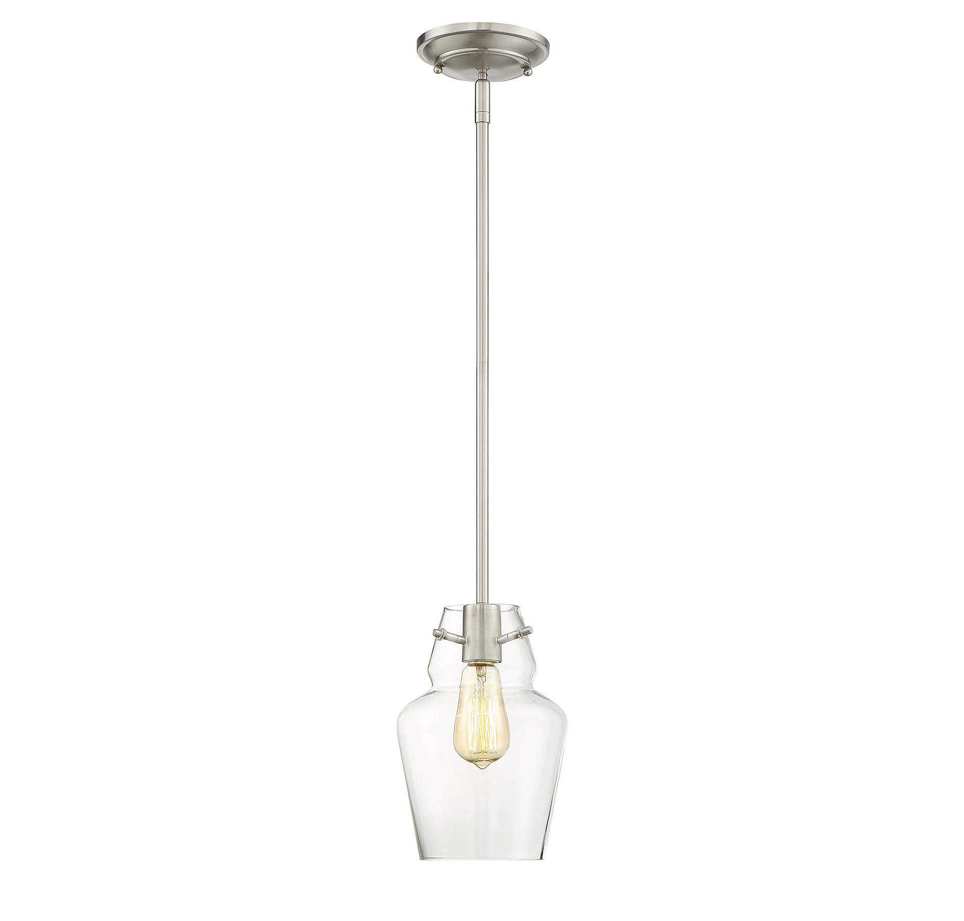 Savoy House Glass Filament Mini Pendant in Satin Nickel