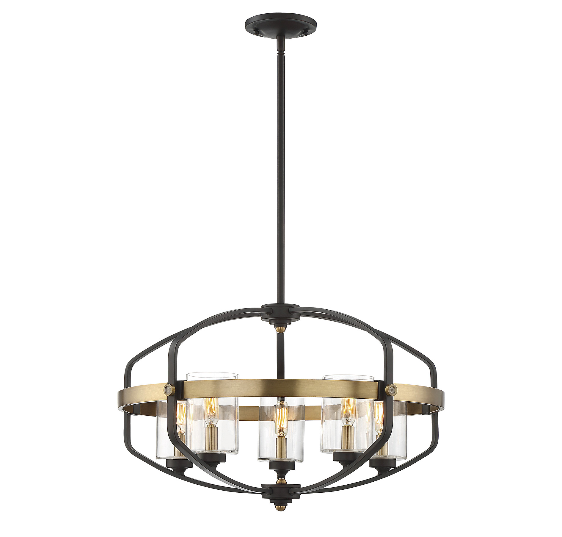 Savoy House Kirkland 5-Light Pendant in English Bronze and Warm Brass