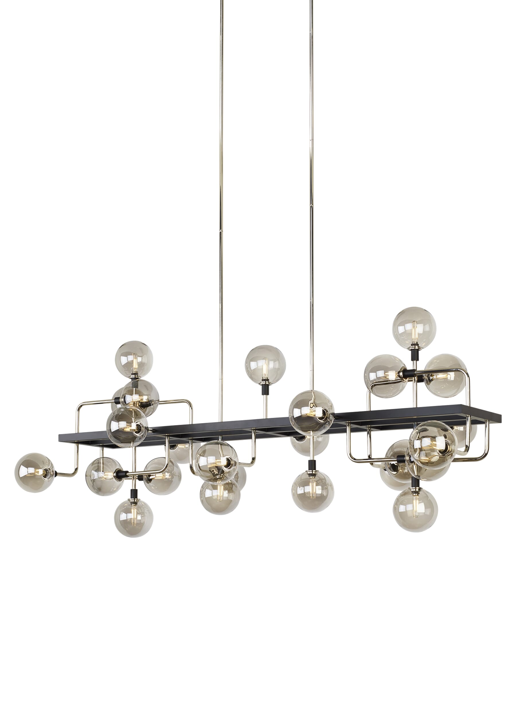 Tech Viaggio 25-Light 2700K LED Multi-Tier Chandelier in Smoke/Polished Nickel