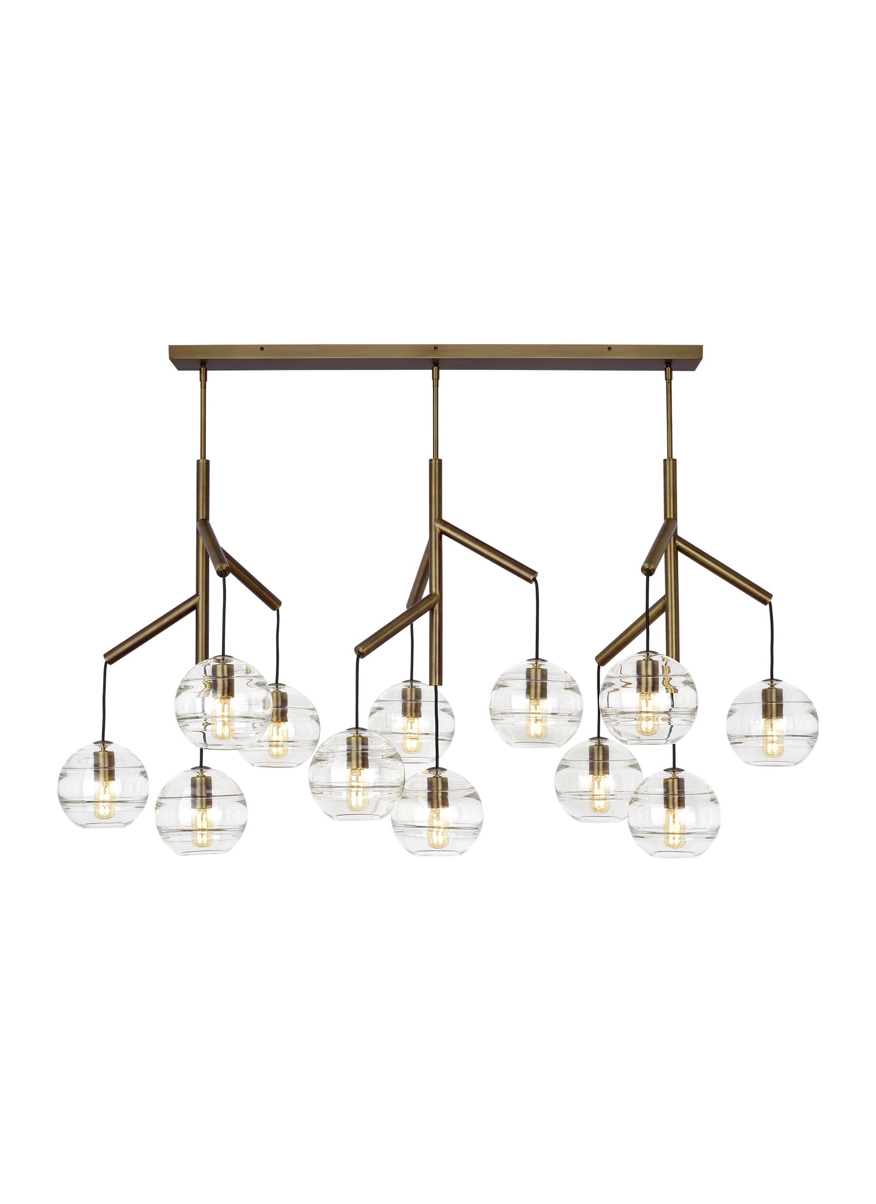 Tech Sedona Contemporary Chandelier in Aged Brass and Clear