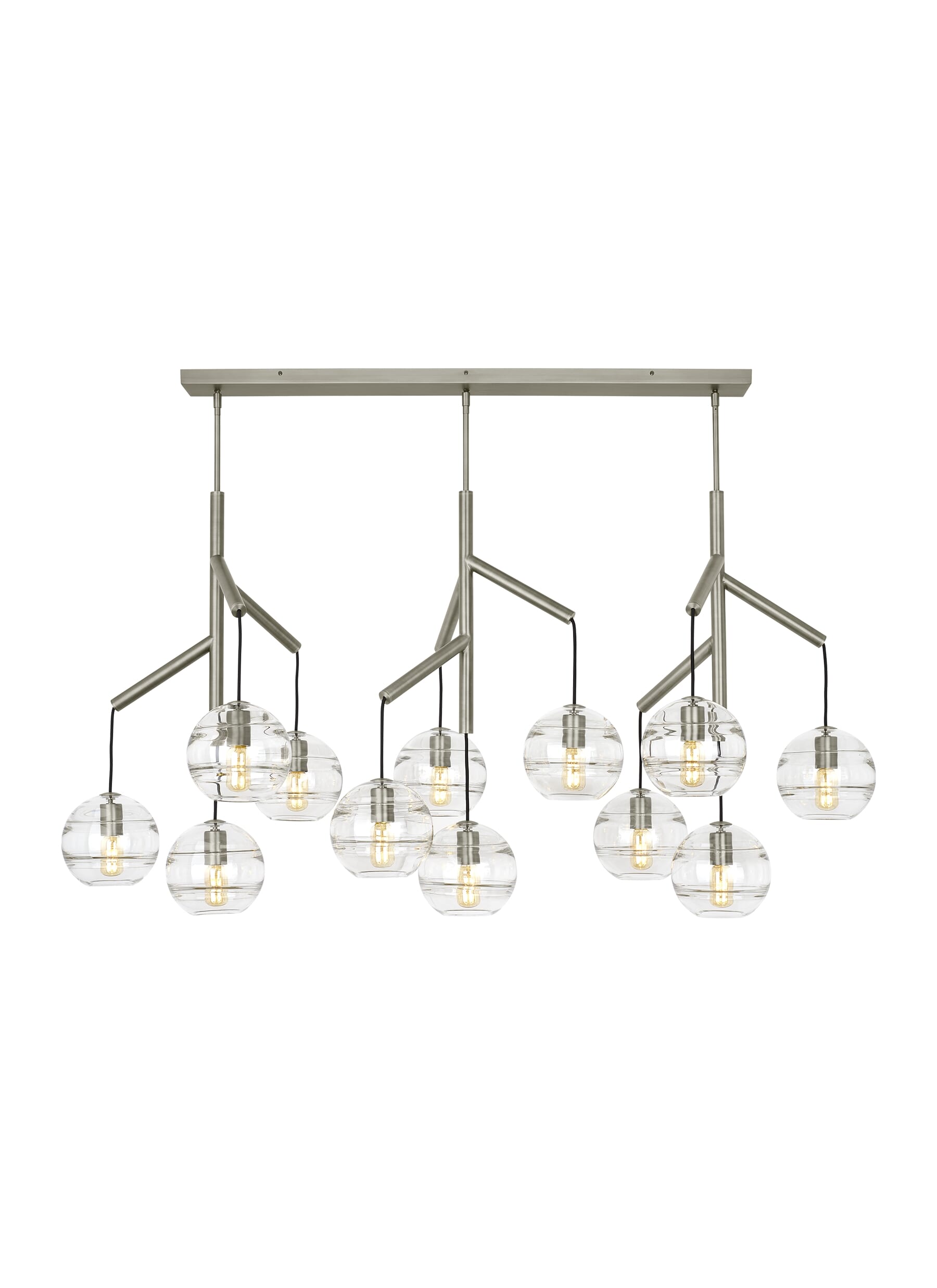 Tech Sedona Contemporary Chandelier in Satin Nickel and Clear