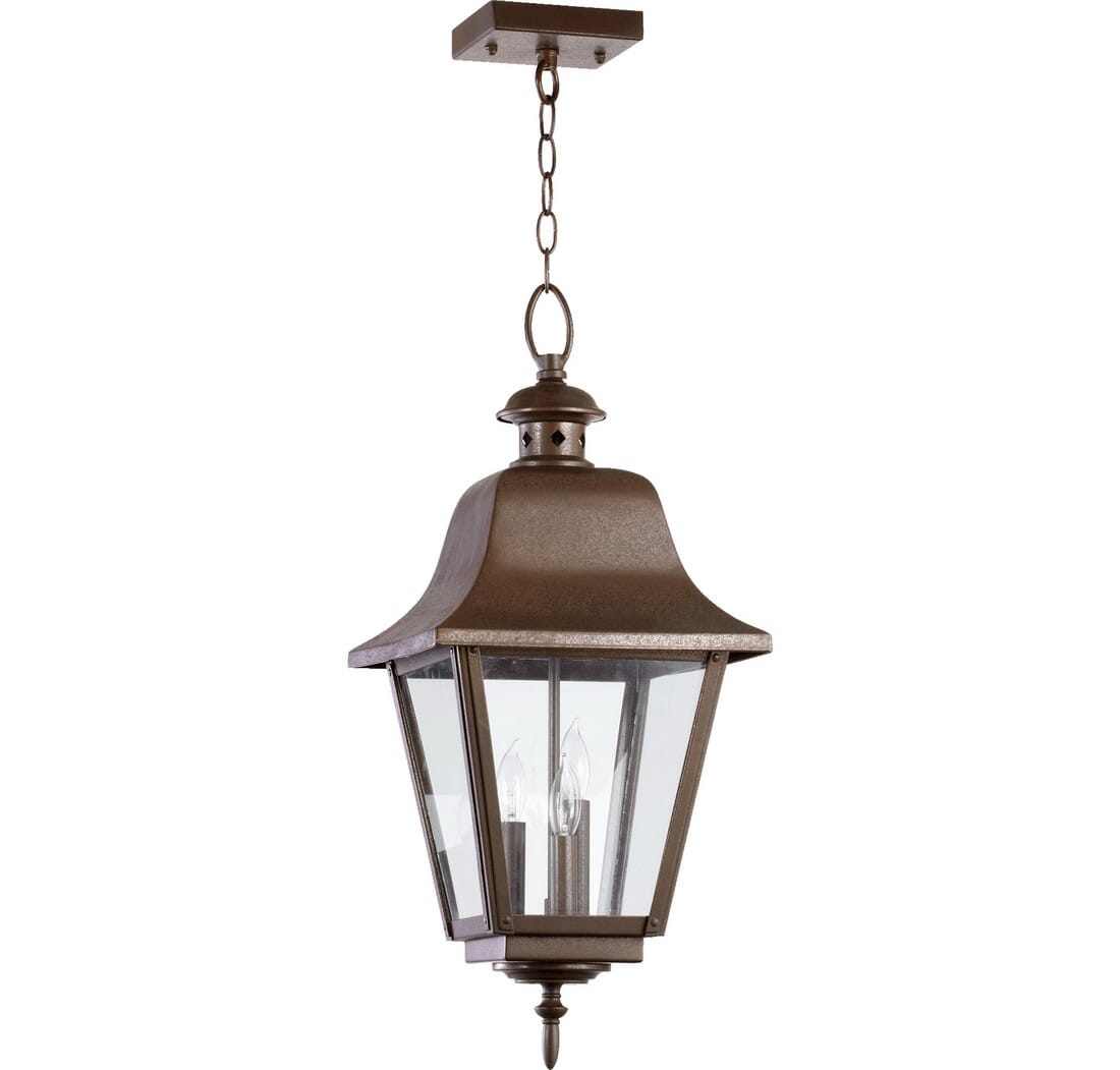 Quorum Bishop 3-Light 11" Pendant Light in Oiled Bronze