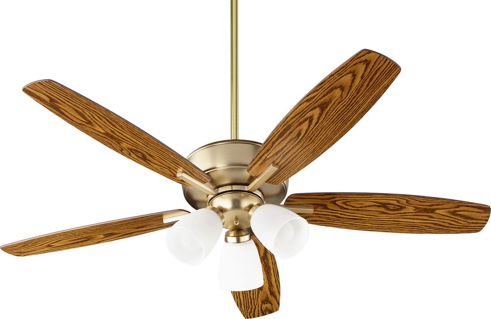 Quorum Breeze 3-Light 52" Indoor Ceiling Fan in Aged Brass