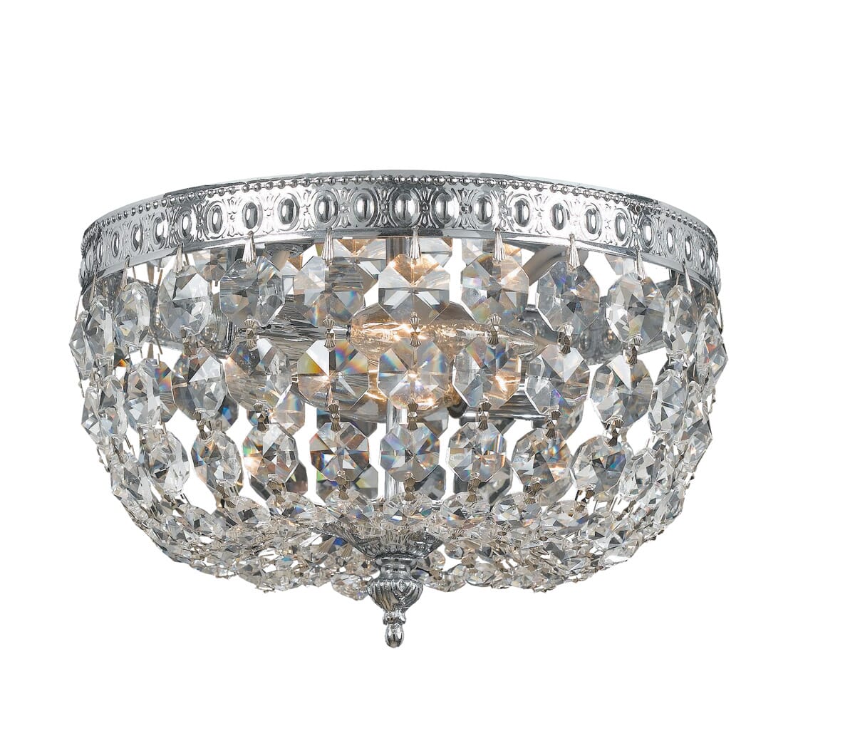 Crystorama 2-Light 8" Ceiling Light in Polished Chrome with Clear Hand Cut Crystals