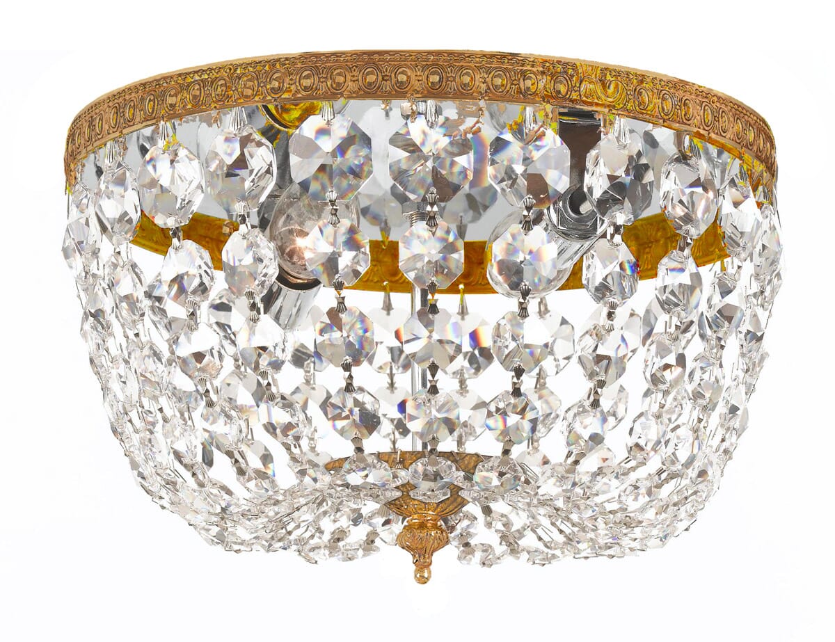 Crystorama Hand Cut Crystal Ceiling Light in Olde Brass