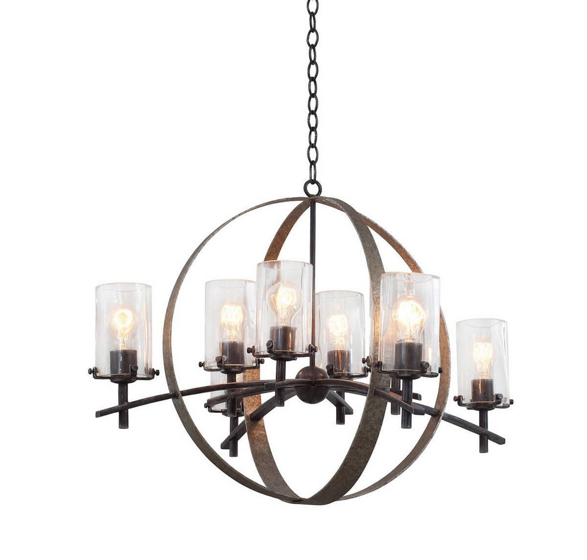 Kalco Irvine 8-Light Chandelier in Vintage Iron