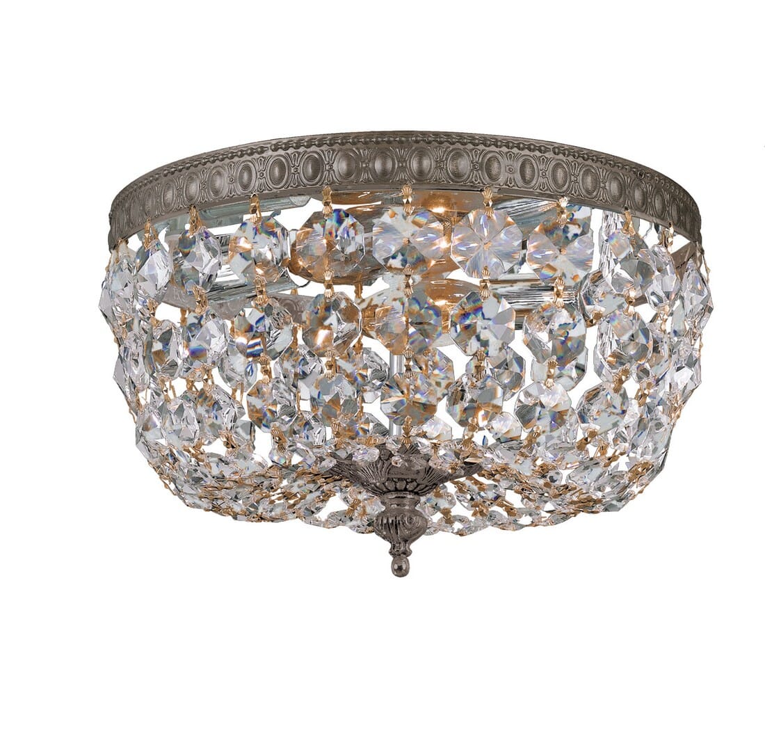 Crystorama 2-Light 10" Ceiling Light in English Bronze with Clear Italian Crystals