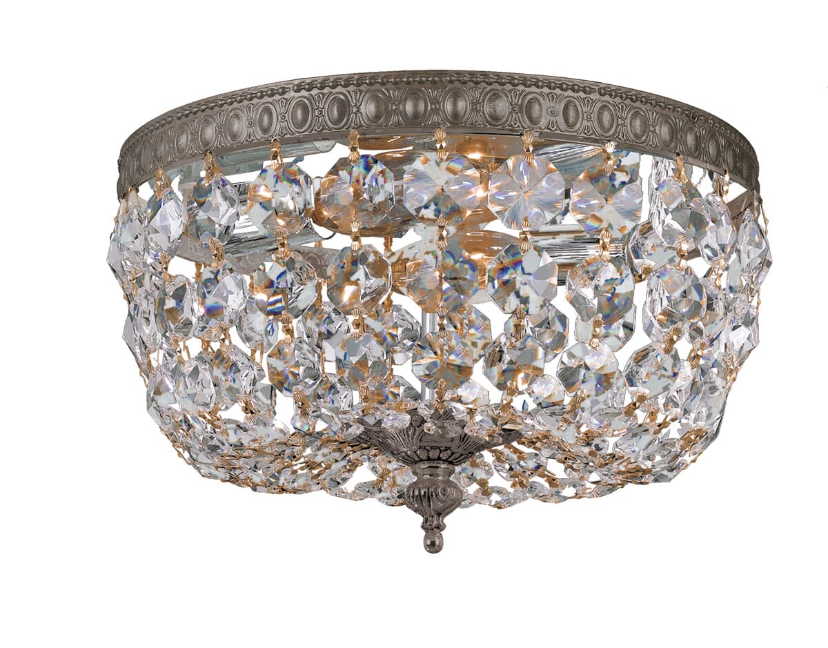 Crystorama 2-Light 10" Ceiling Light in English Bronze with Clear Spectra Crystals