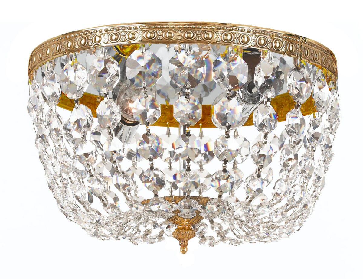 Crystorama 2-Light 10" Ceiling Light in Olde Brass with Clear Spectra Crystals