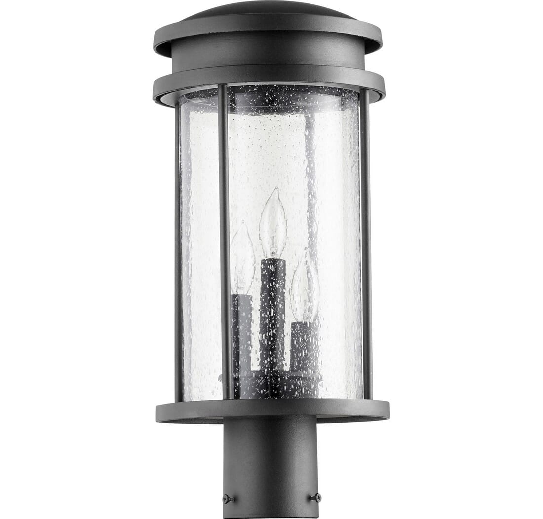 Quorum Hadley 3-Light 18" Outdoor Post Light in Noir