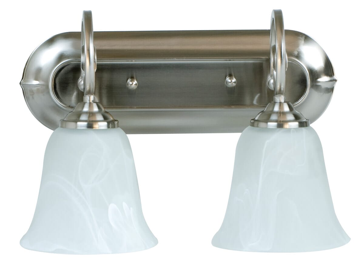 Craftmade Cecilia 2-Light Bathroom Vanity Light in Brush Nickel with Alabaster Glass