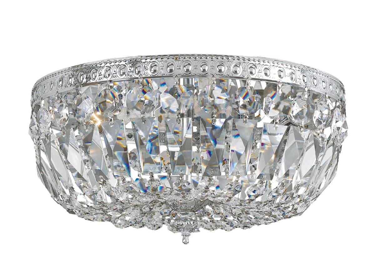 Crystorama 3-Light 12" Ceiling Light in Polished Chrome with Clear Hand Cut Crystals