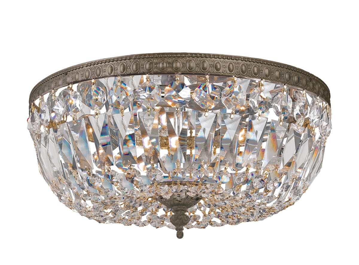 Crystorama 3-Light 12" Ceiling Light in English Bronze with Clear Hand Cut Crystals