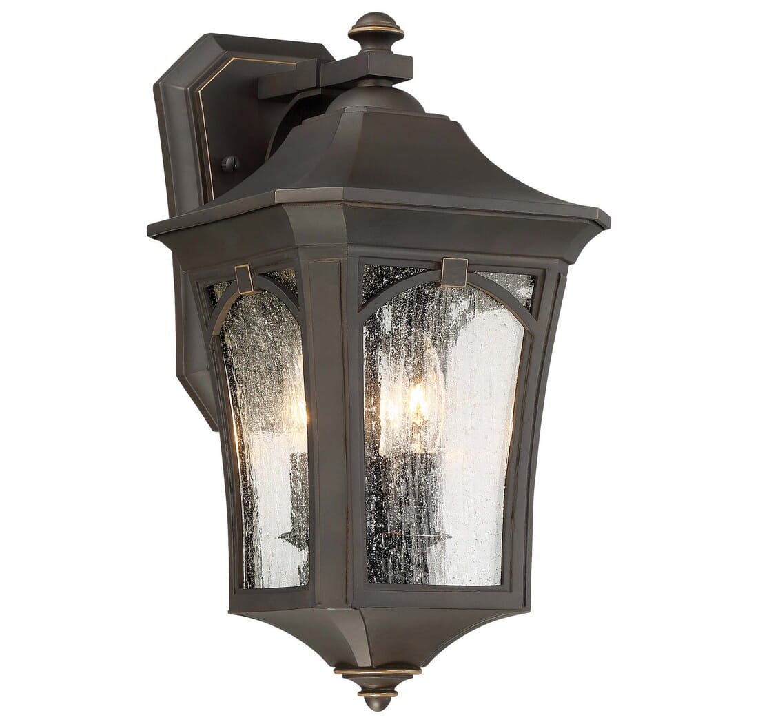 The Great Outdoors Solida 3-Light 16" Outdoor Wall Light in Oil Rubbed Bronze with Gold High