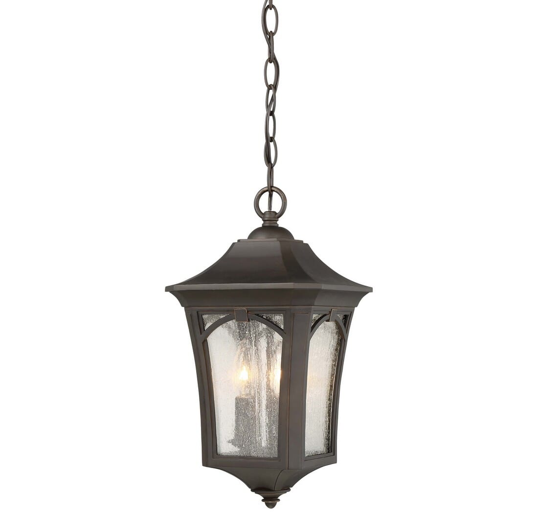 The Great Outdoors Solida 3-Light 16" Outdoor Hanging Light in Oil Rubbed Bronze with Gold High