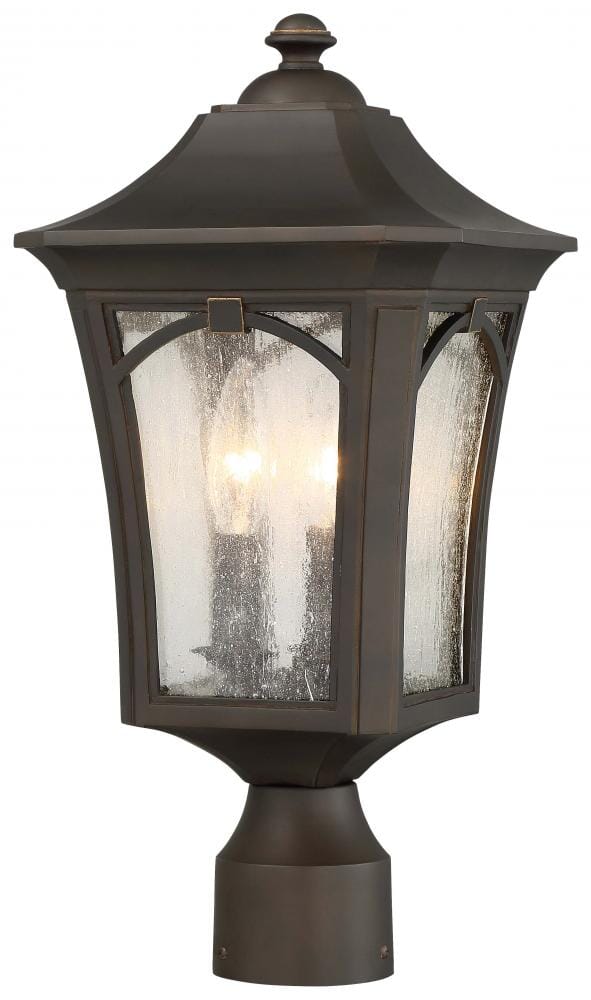 The Great Outdoors Solida 3-Light 18" Outdoor Post Light in Oil Rubbed Bronze with Gold High