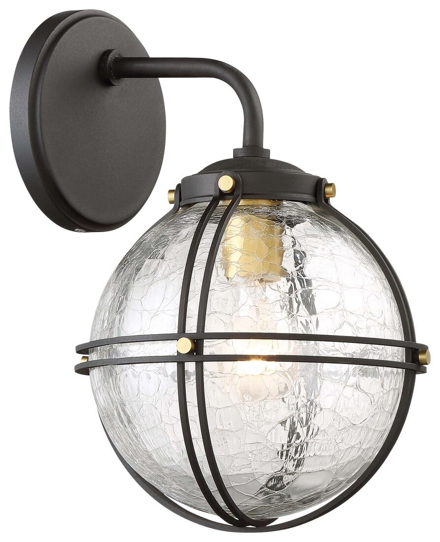 The Great Outdoors Rond 12" Outdoor Wall Light in Black with Honey Gold Highlight