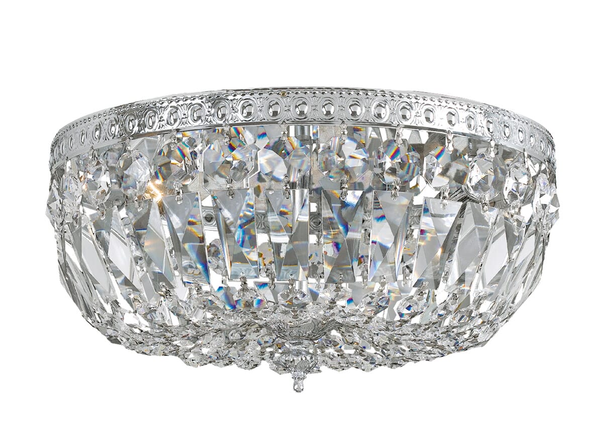 Crystorama 3-Light 14" Ceiling Light in Polished Chrome with Clear Hand Cut Crystals