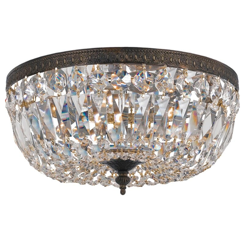 Crystorama 3-Light 16" Ceiling Light in English Bronze with Clear Swarovski Strass Crystals