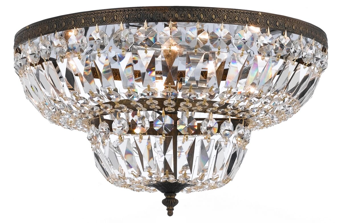 Crystorama 4-Light 18" Ceiling Light in English Bronze with Clear Hand Cut Crystals