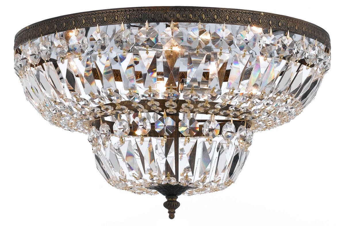 Crystorama 4-Light 18" Ceiling Light in English Bronze with Clear Swarovski Strass Crystals