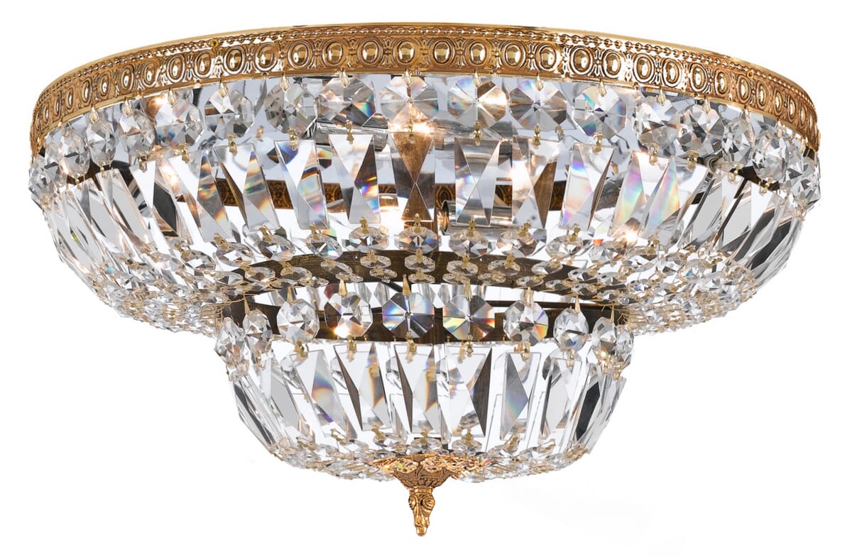 Crystorama 4-Light 18" Ceiling Light in Olde Brass with Clear Hand Cut Crystals