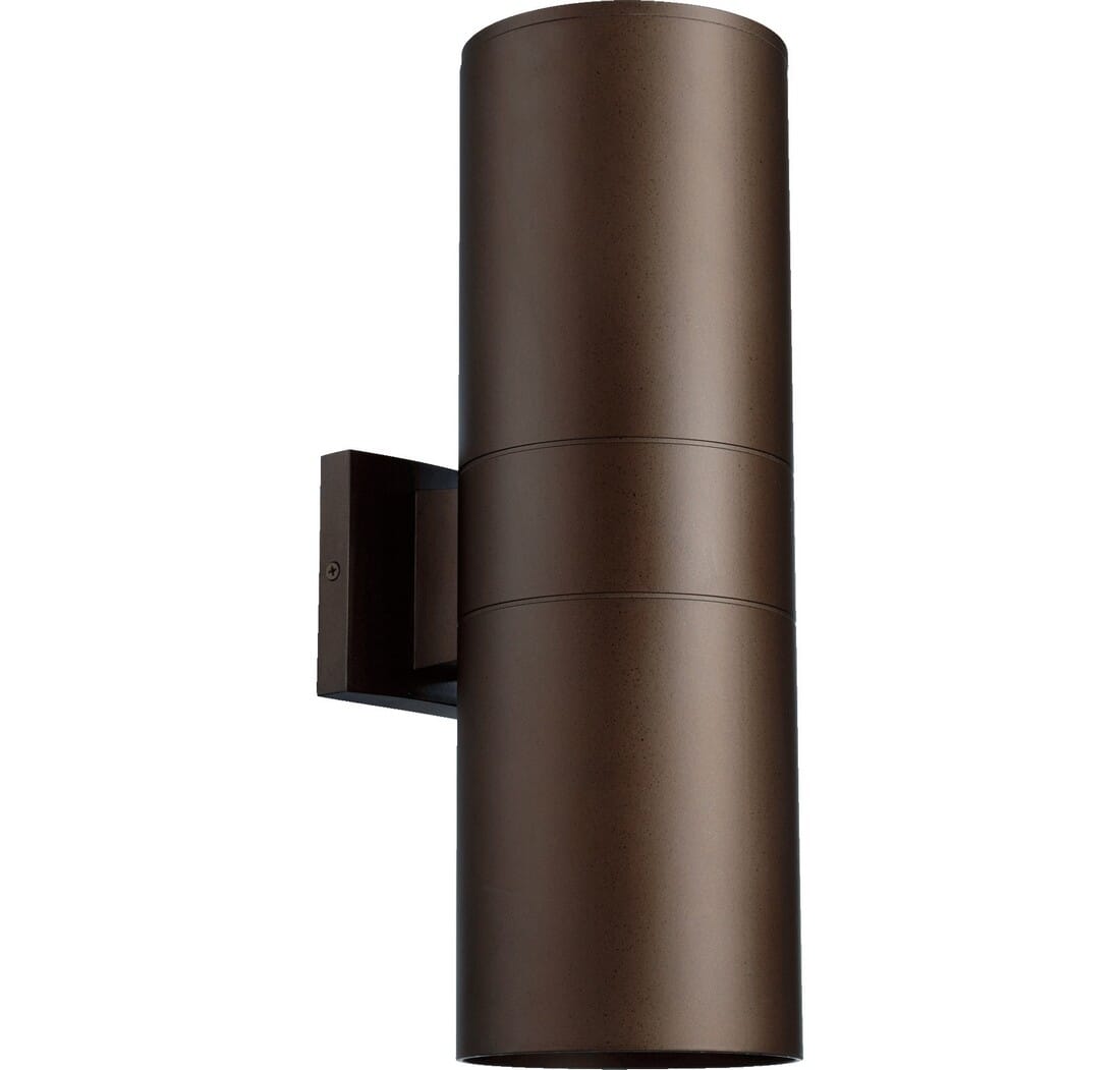 Quorum Cylinder 2-Light 17" Outdoor Wall Light in Oiled Bronze