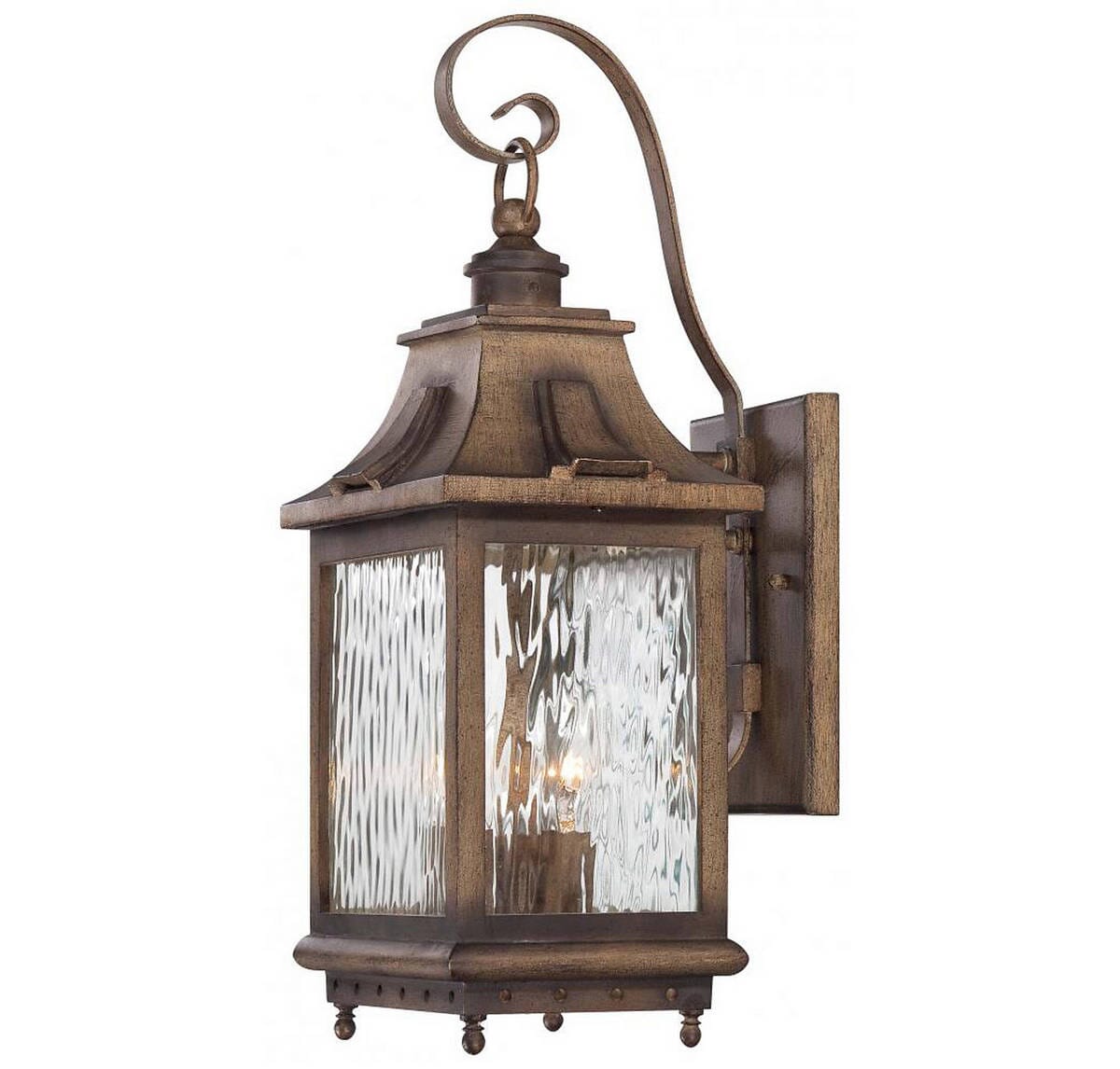 The Great Outdoors Wilshire Park 3-Light 19" Outdoor Wall Light in Portsmouth Bronze