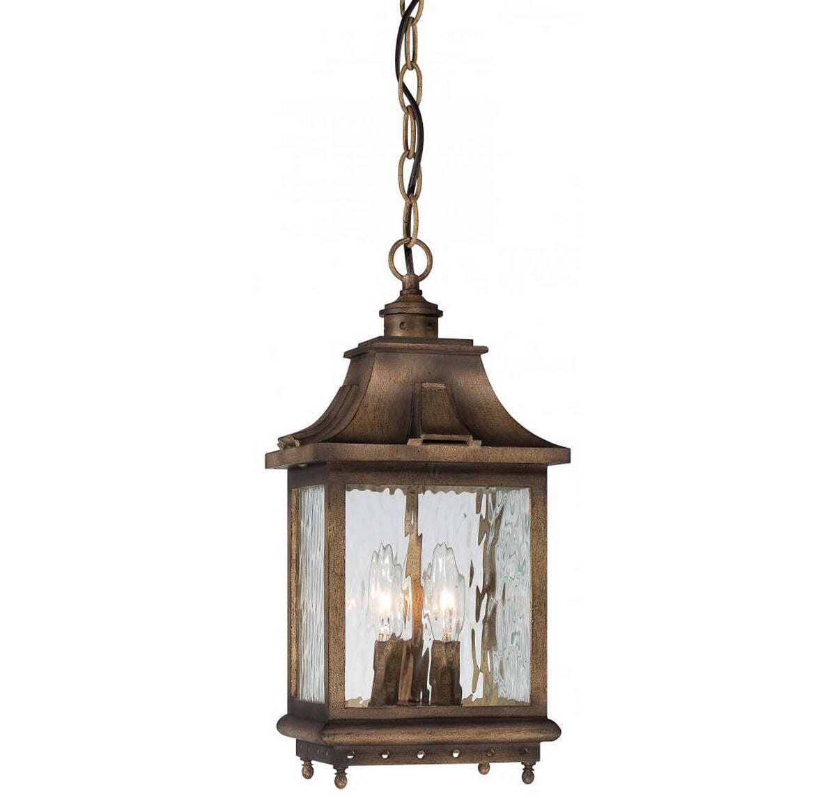 The Great Outdoors Wilshire Park 3-Light 16" Outdoor Hanging Light in Portsmouth Bronze