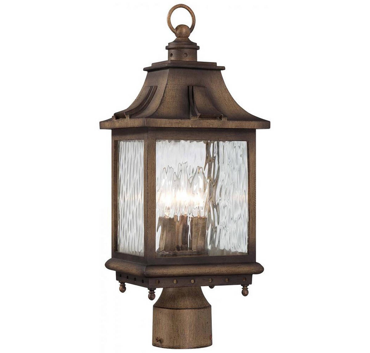 The Great Outdoors Wilshire Park 3-Light 19" Outdoor Post Light in Portsmouth Bronze