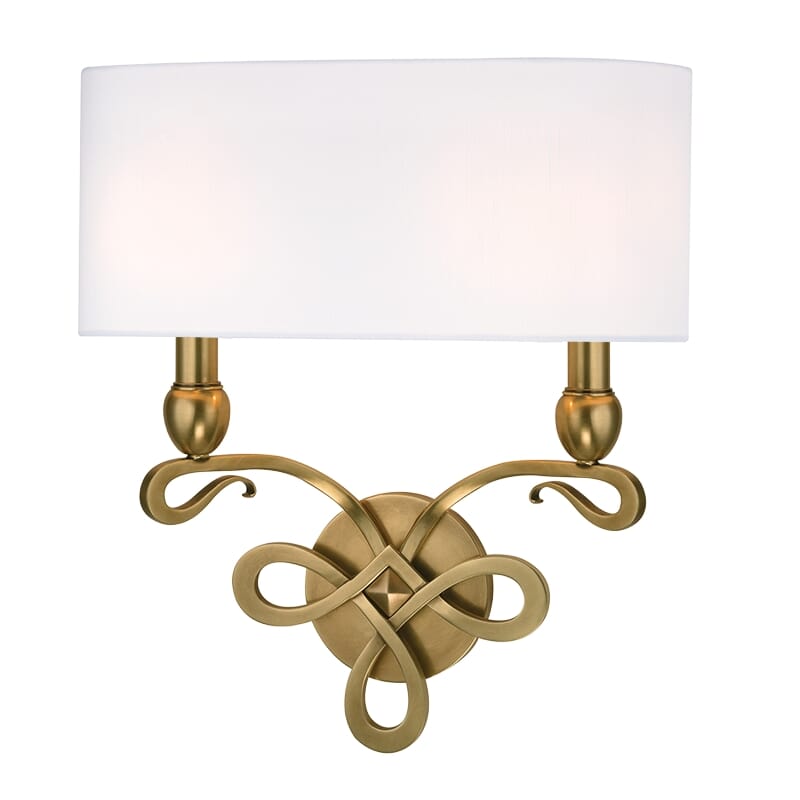 Hudson Valley Pawling 2-Light 17" Wall Sconce in Aged Brass