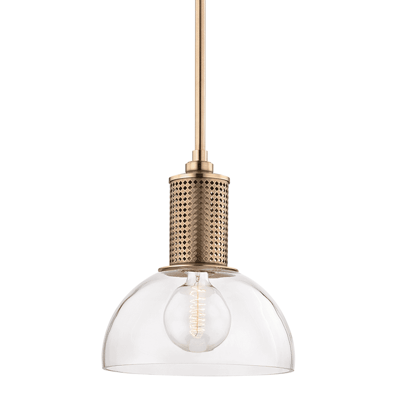 Hudson Valley Halcyon 16" Pendant Light in Aged Brass