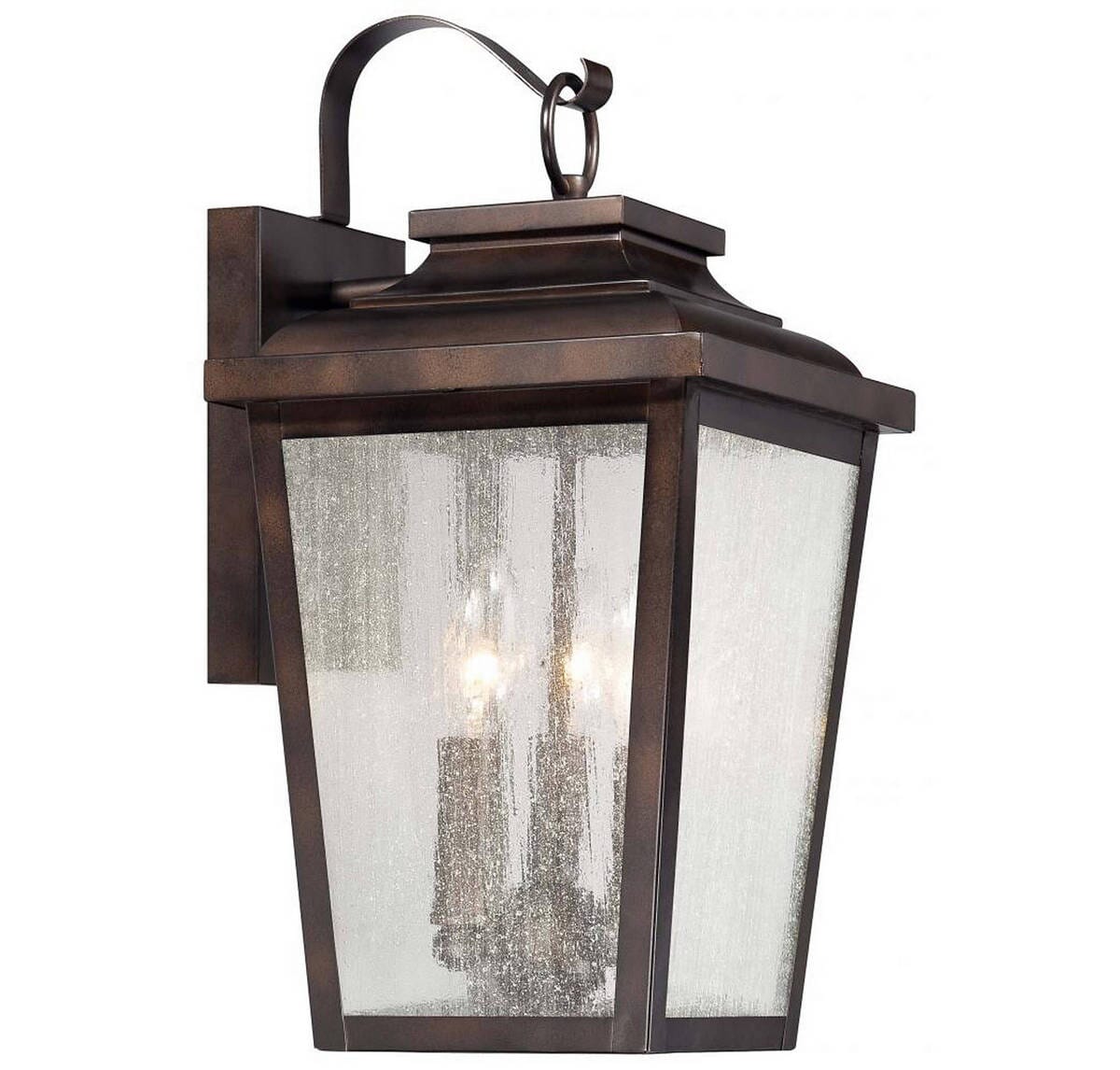 The Great Outdoors Irvington Manor 3-Light 17" Outdoor Wall Light in Chelesa Bronze