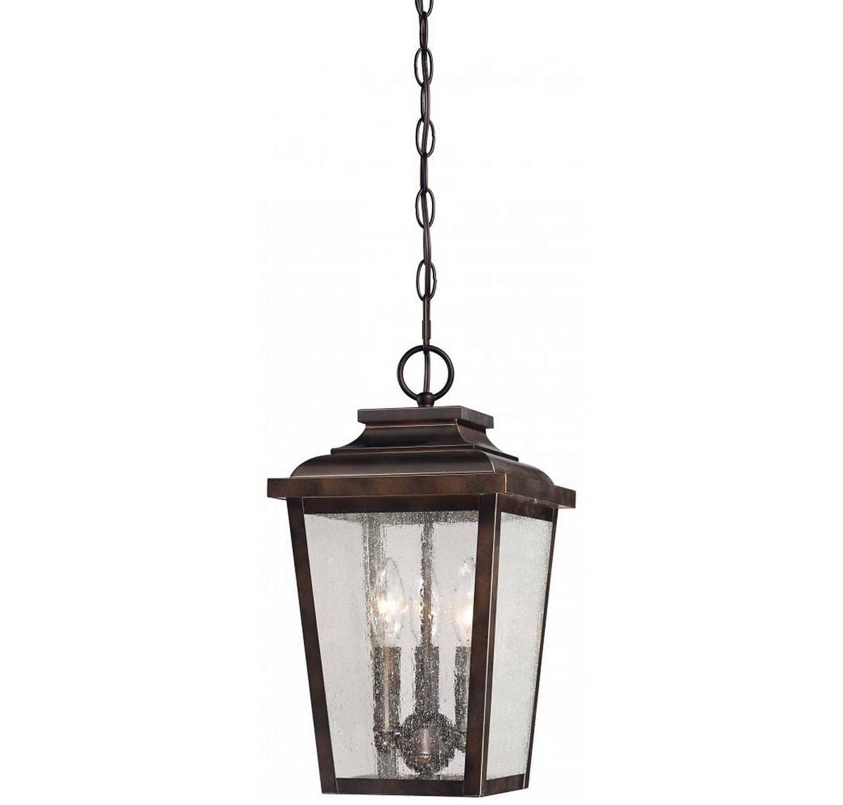 The Great Outdoors Irvington Manor 3-Light 16" Outdoor Hanging Light in Chelesa Bronze