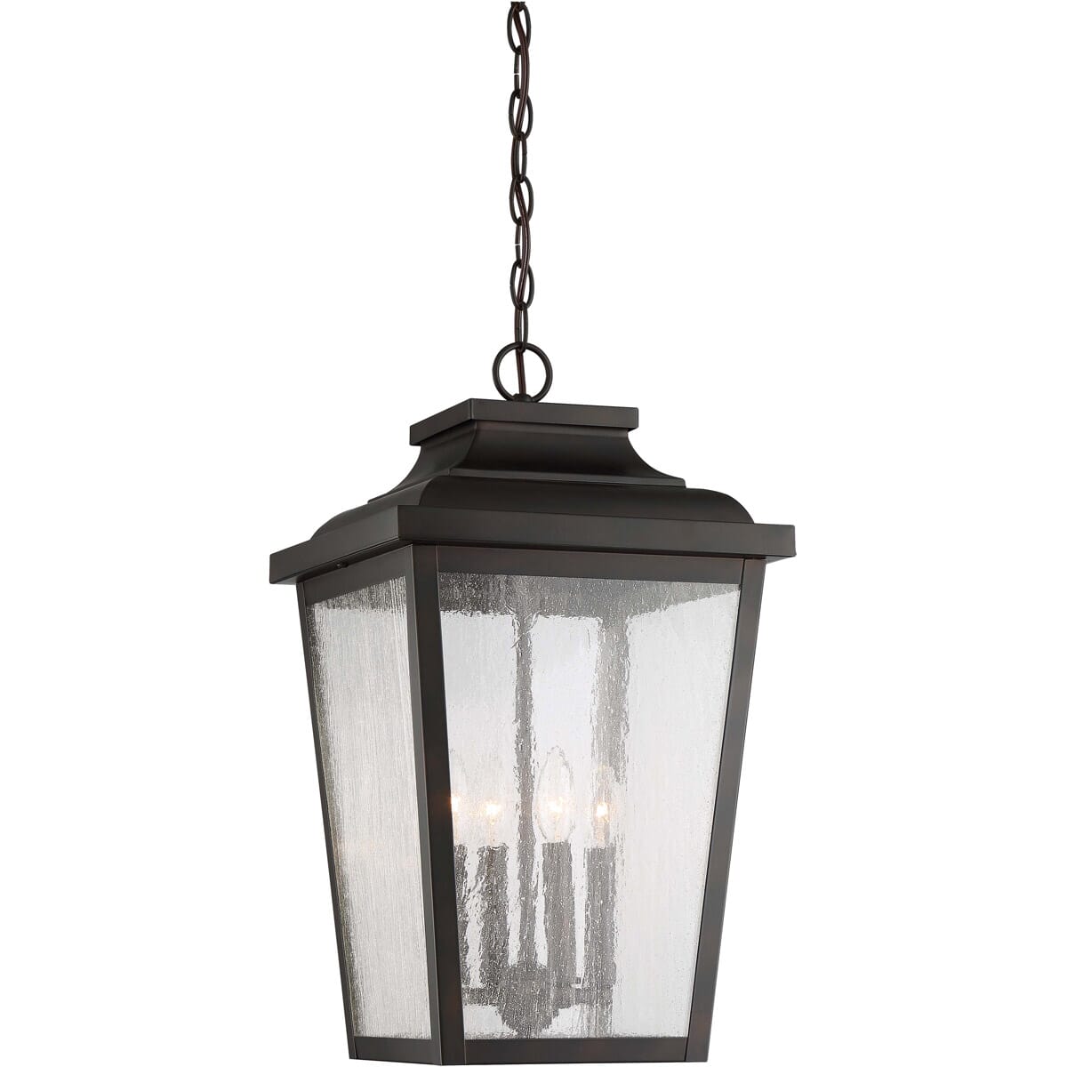 The Great Outdoors Irvington Manor 4-Light 22" Outdoor Hanging Light in Chelesa Bronze