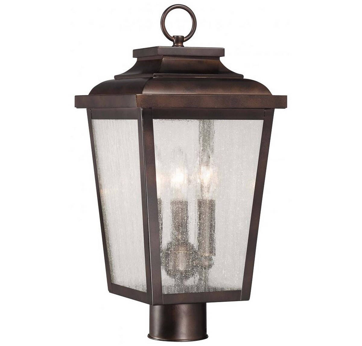 The Great Outdoors Irvington Manor 3-Light 18" Outdoor Post Light in Chelesa Bronze