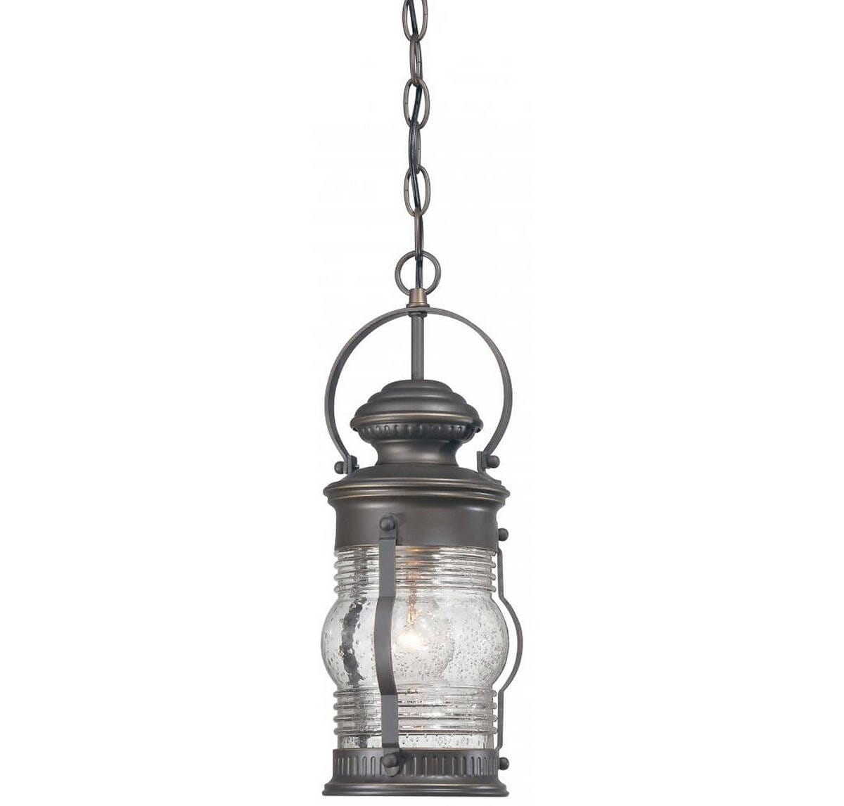 The Great Outdoors Lynnfield 16" Outdoor Hanging Light in Oil Rubbed Bronze with Gold Highlights