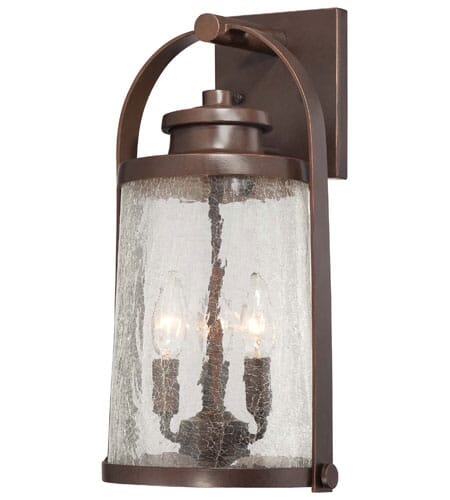 The Great Outdoors Travessa 3-Light 17" Outdoor Wall Light in Architectual Bronze with Copper Highlights