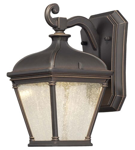 The Great Outdoors Lauriston Manor 10" Outdoor Wall Light in Oil Rubbed Bronze with Gold Highlights