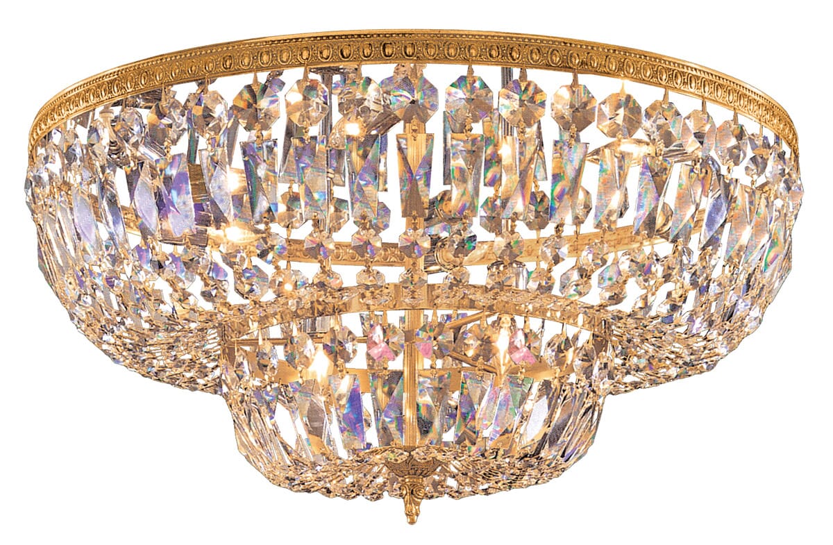 Crystorama 6-Light 24" Ceiling Light in Olde Brass with Clear Spectra Crystals