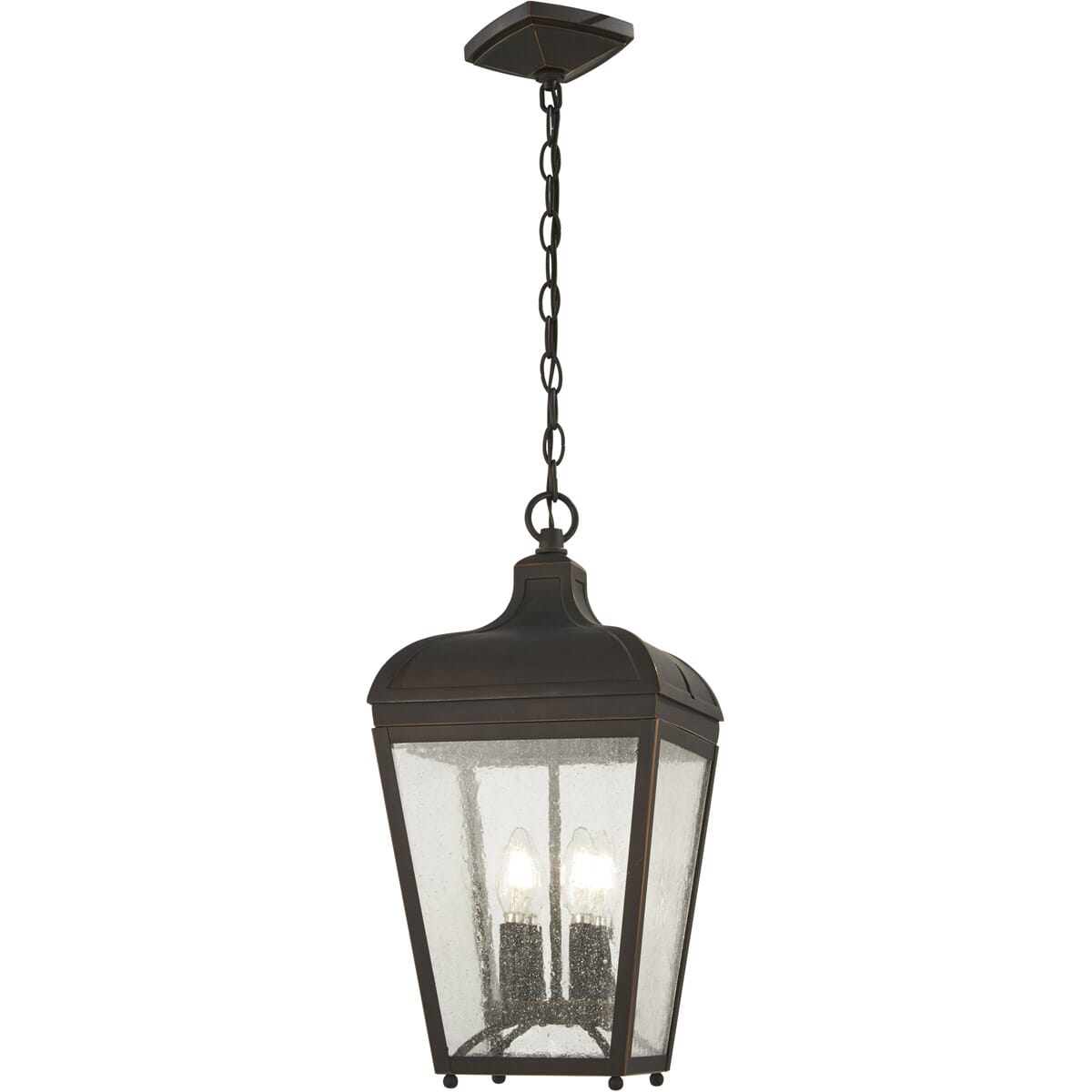 The Great Outdoors Marquee 4-Light 20" Outdoor Hanging Light in Oil Rubbed Bronze with Gold High