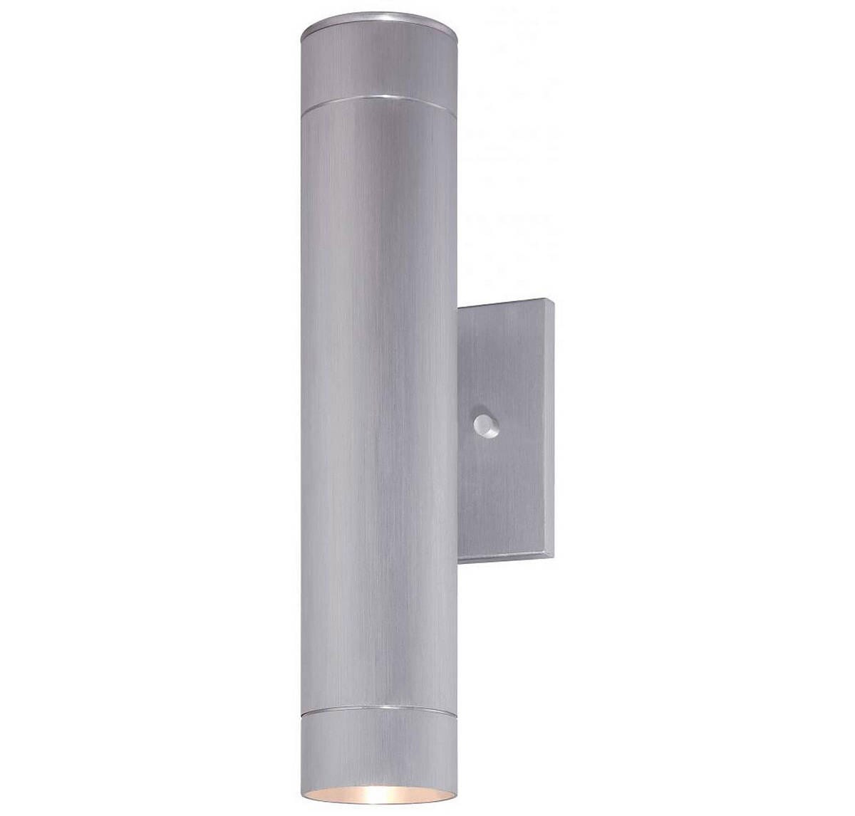 The Great Outdoors Skyline 2-Light 15" Outdoor Wall Light in Brushed Aluminum