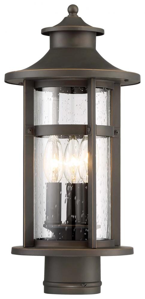 The Great Outdoors Highland Ridge 4-Light 20" Outdoor Post Light in Oil Rubbed Bronze with Gold High