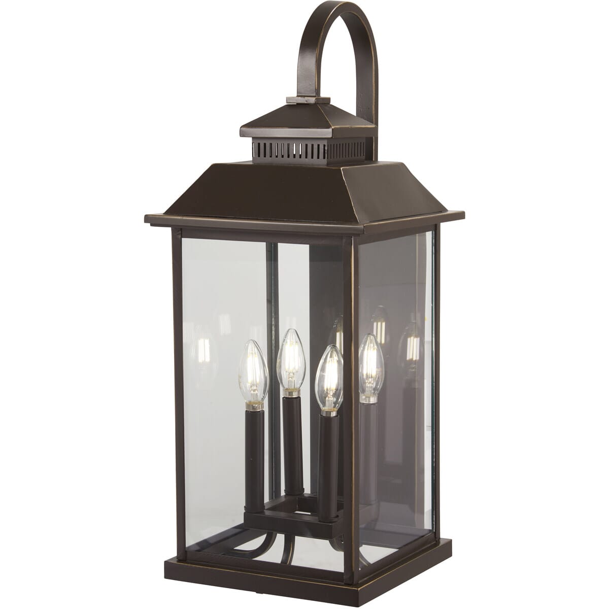 The Great Outdoors Miner'S Loft 4-Light 26" Outdoor Wall Light in Oil Rubbed Bronze with Gold High