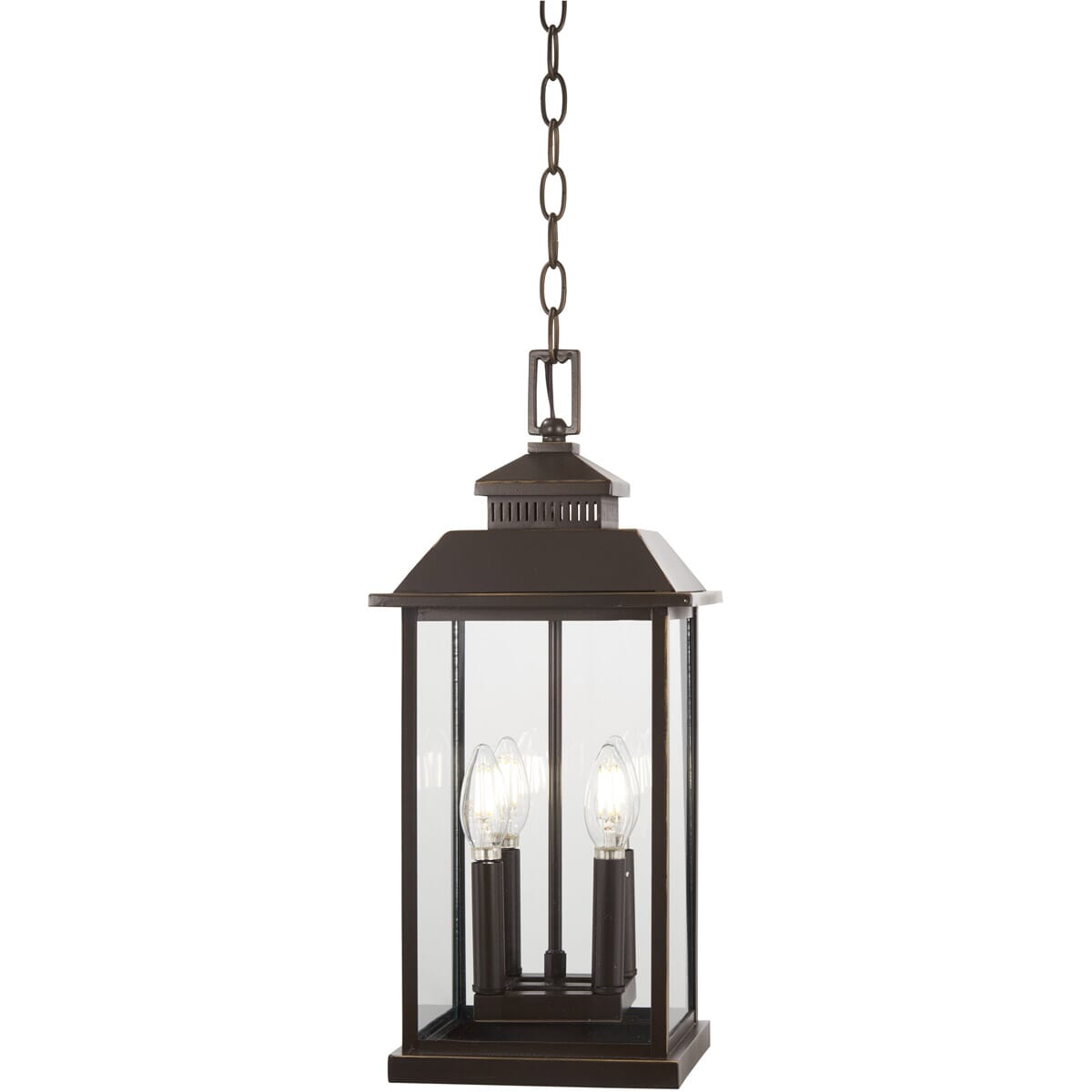 The Great Outdoors Miner'S Loft 4-Light 20" Outdoor Hanging Light in Oil Rubbed Bronze with Gold High