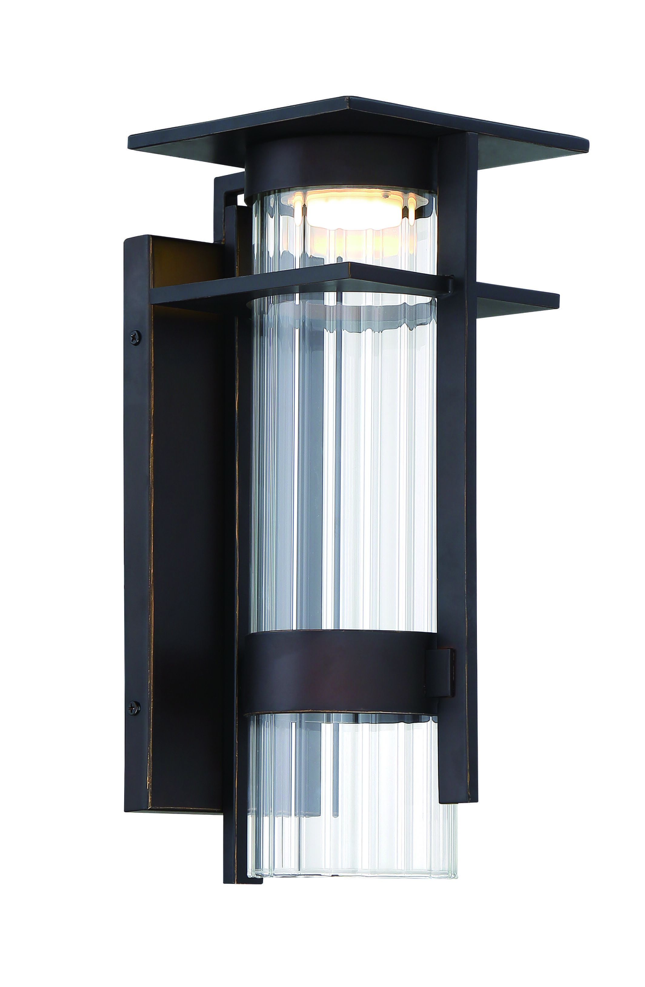 The Great Outdoors Kittner 14" Outdoor Wall Light in Oil Rubbed Bronze with Gold Highlight